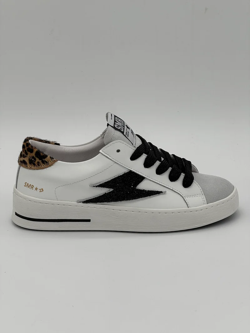 Basket blanc paillettes noires léopard MAYA E190 Semerdjian
