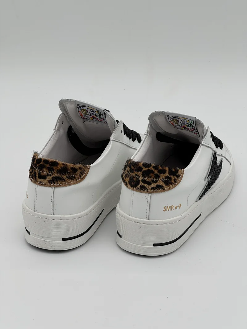 Basket blanc paillettes noires léopard MAYA E190 Semerdjian