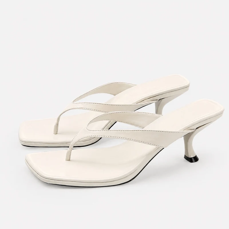 Thin Heel Sandals with Square Toe and Thin Straps
