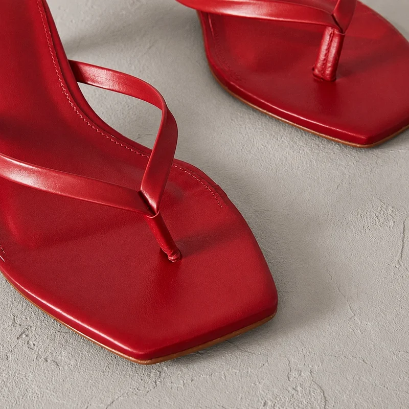 Thin Heel Sandals with Square Toe and Thin Straps