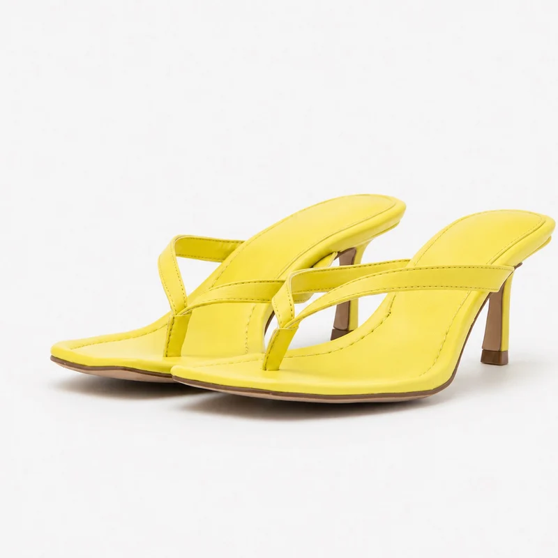Thin Heel Sandals with Square Toe and Thin Straps