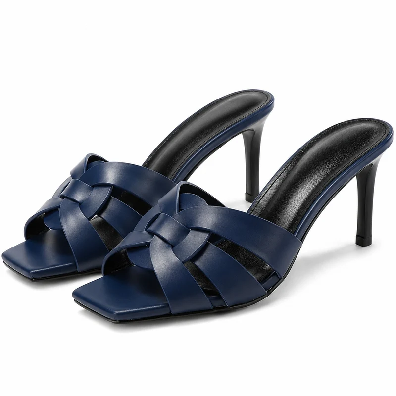 Leather High Heel Sandals with Braided Straps