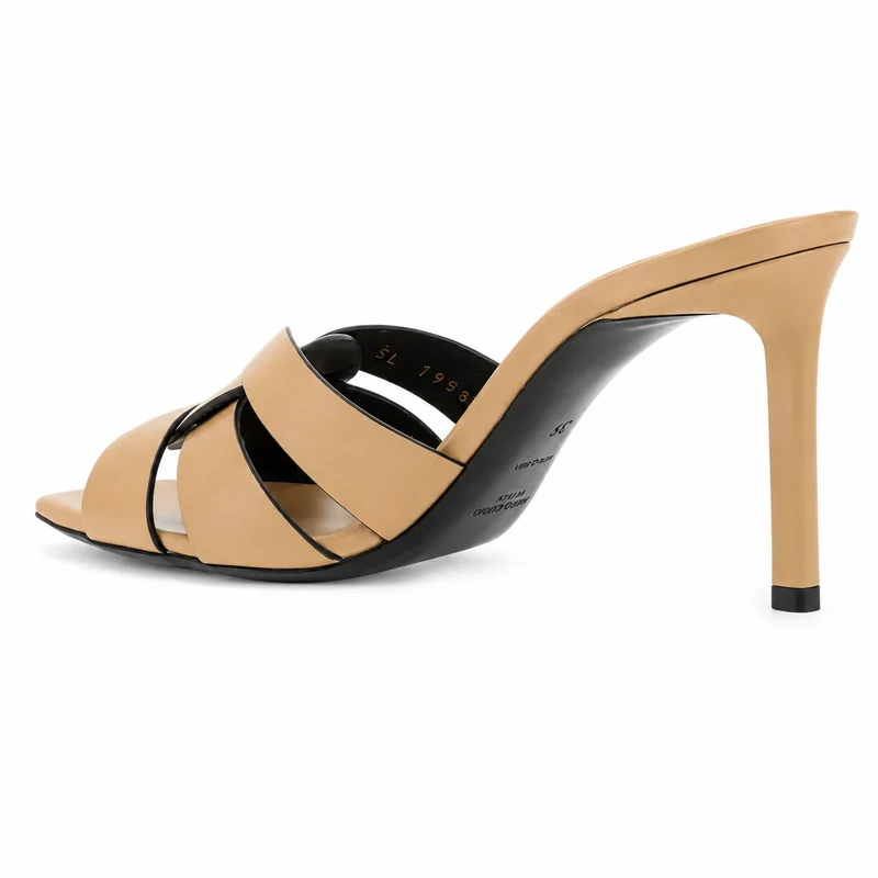 Leather High Heel Sandals with Braided Straps