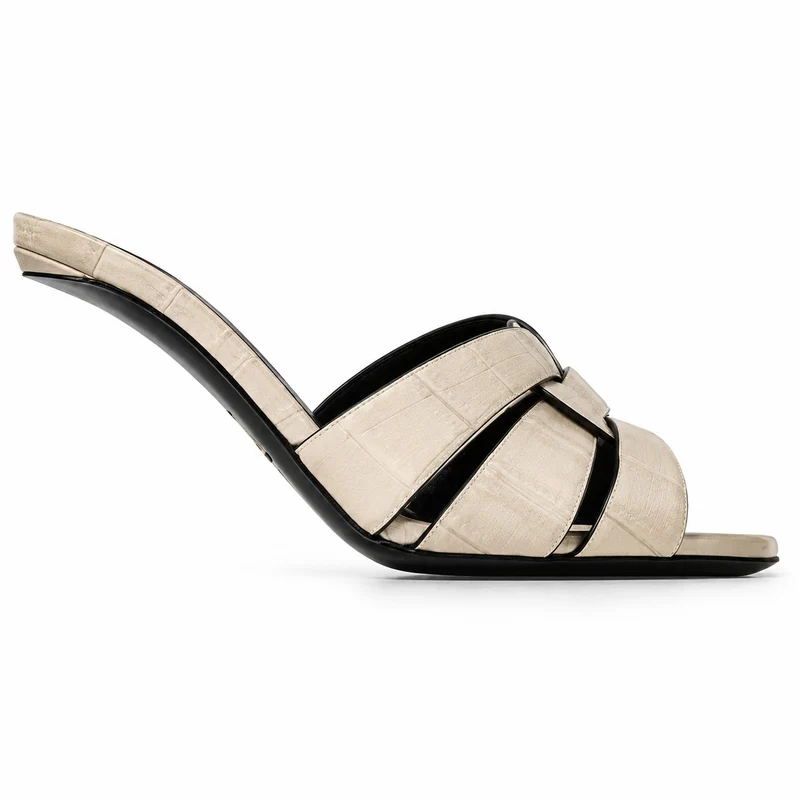 Leather High Heel Sandals with Braided Straps