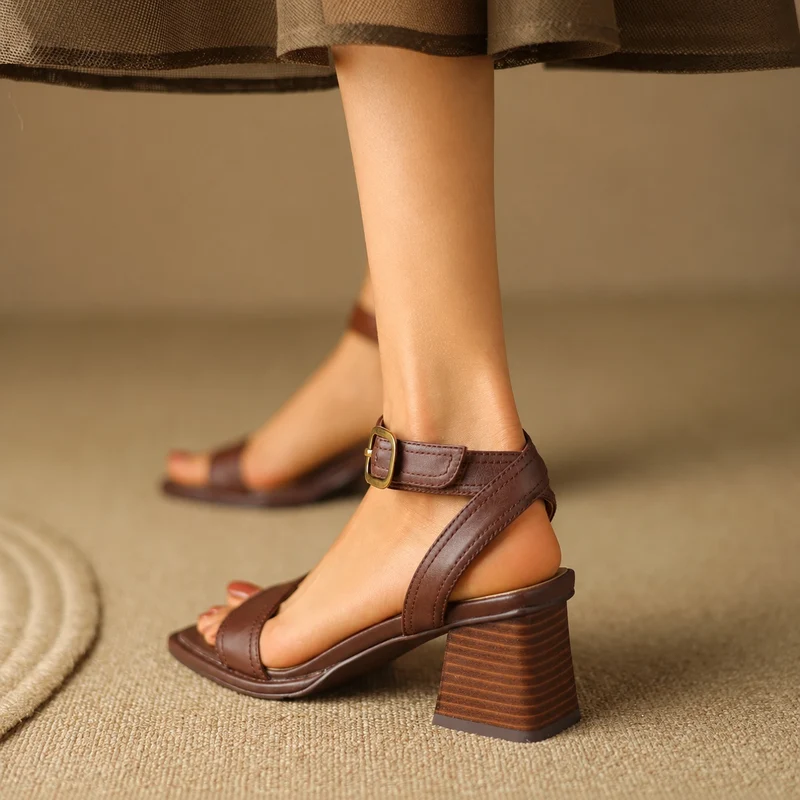 Comfortable Leather Heeled Sandals