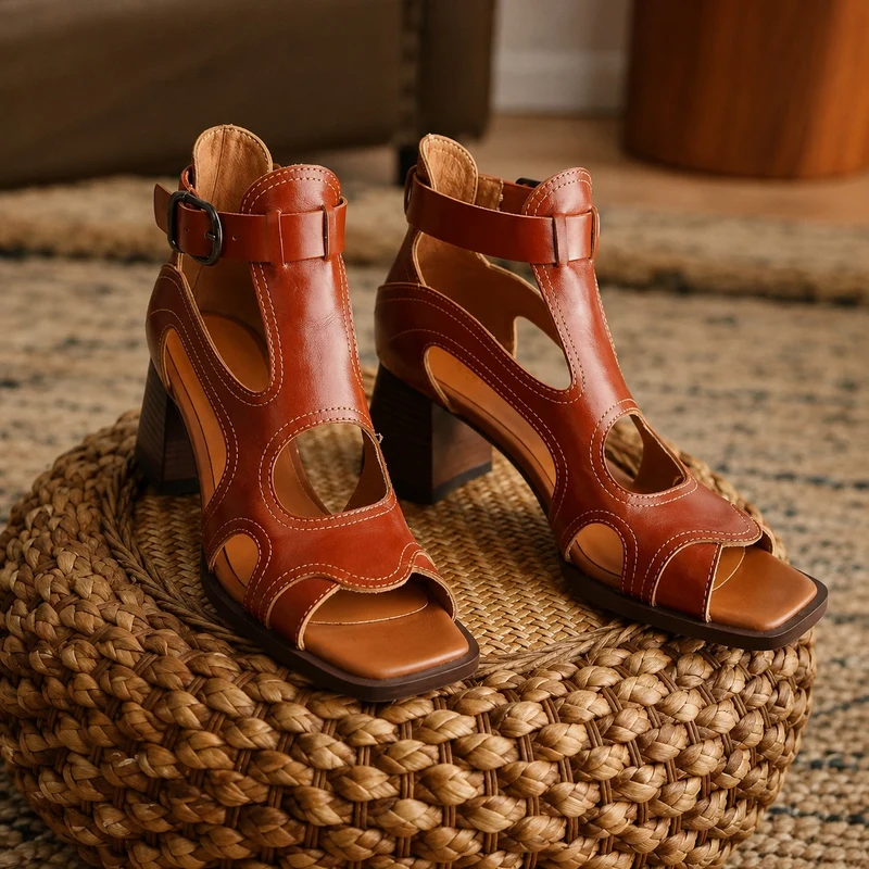 Genuine Leather Open Toe Sandals
