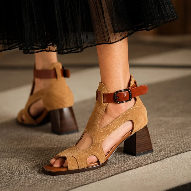 Genuine Leather Open Toe Sandals