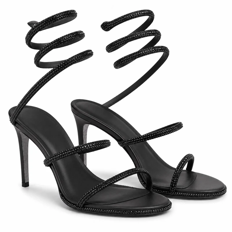 Wrapped Strap Heeled Sandals