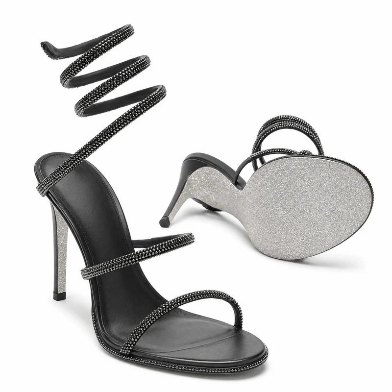 Wrapped Strap Heeled Sandals