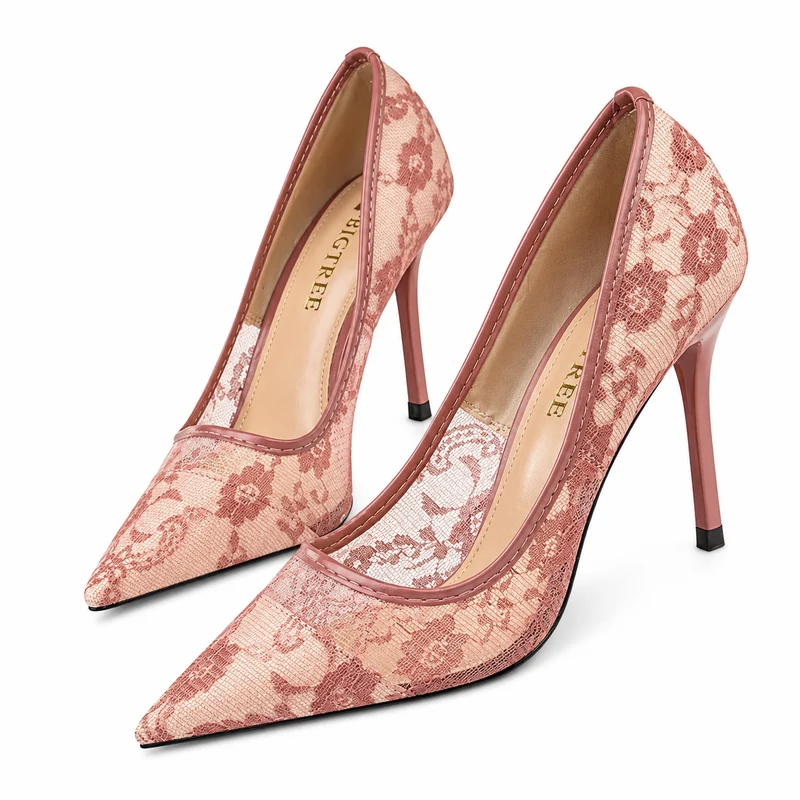 Floral Lace Thin Heel Sandals