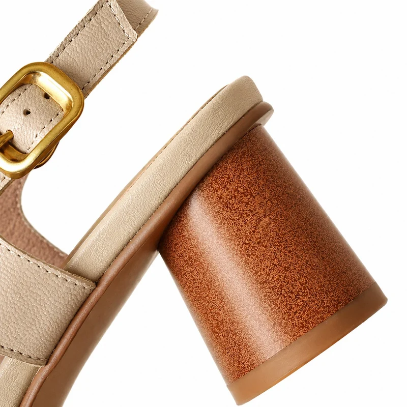 Genuine Leather Round Heel Sandal