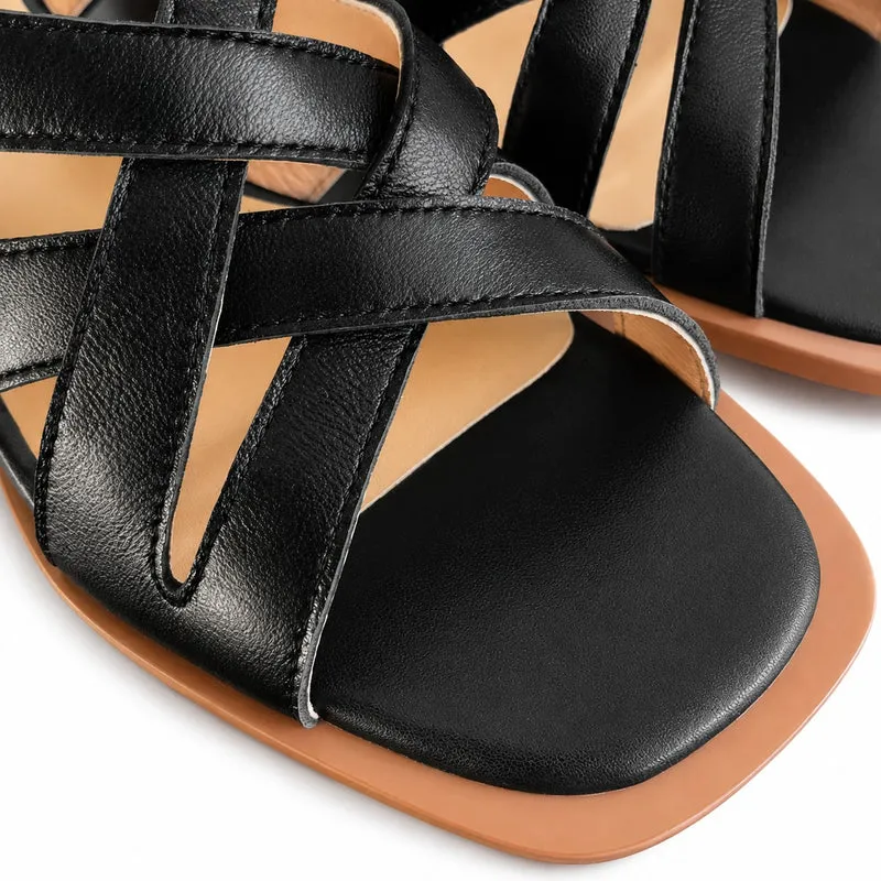 Genuine Leather Round Heel Sandal