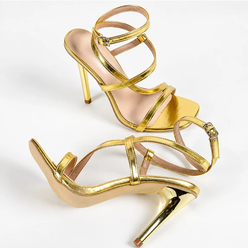 Gold High Heel Sandals