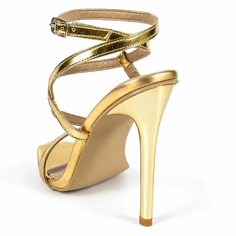 Gold High Heel Sandals