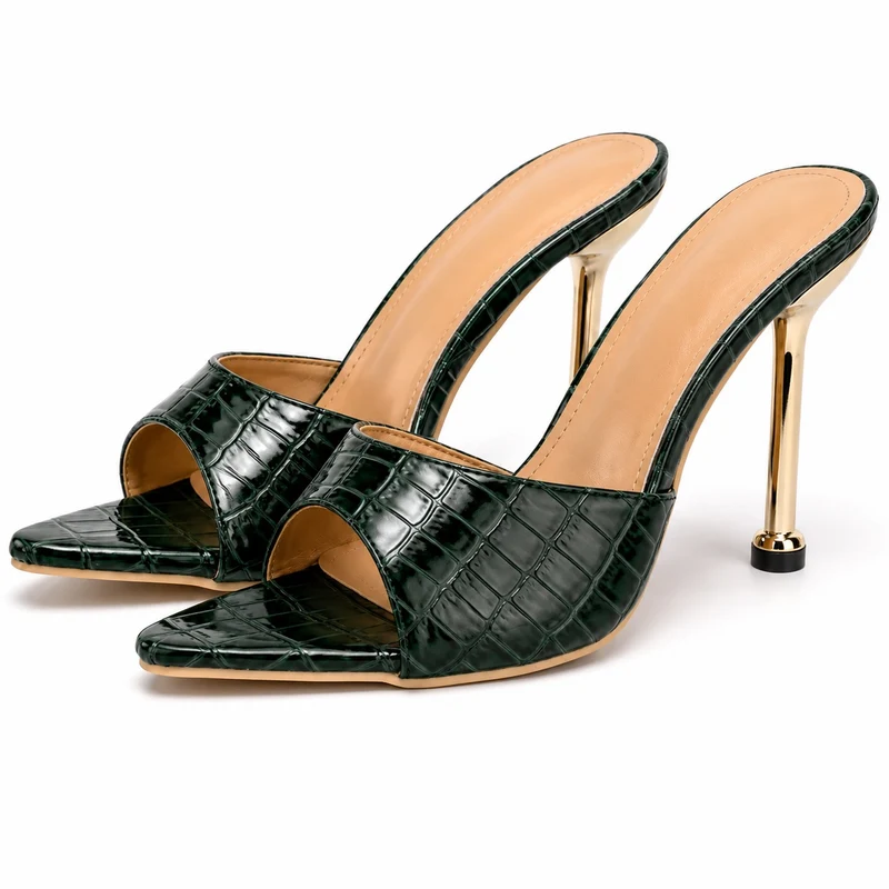 Chic Crocodile Heeled Sandals