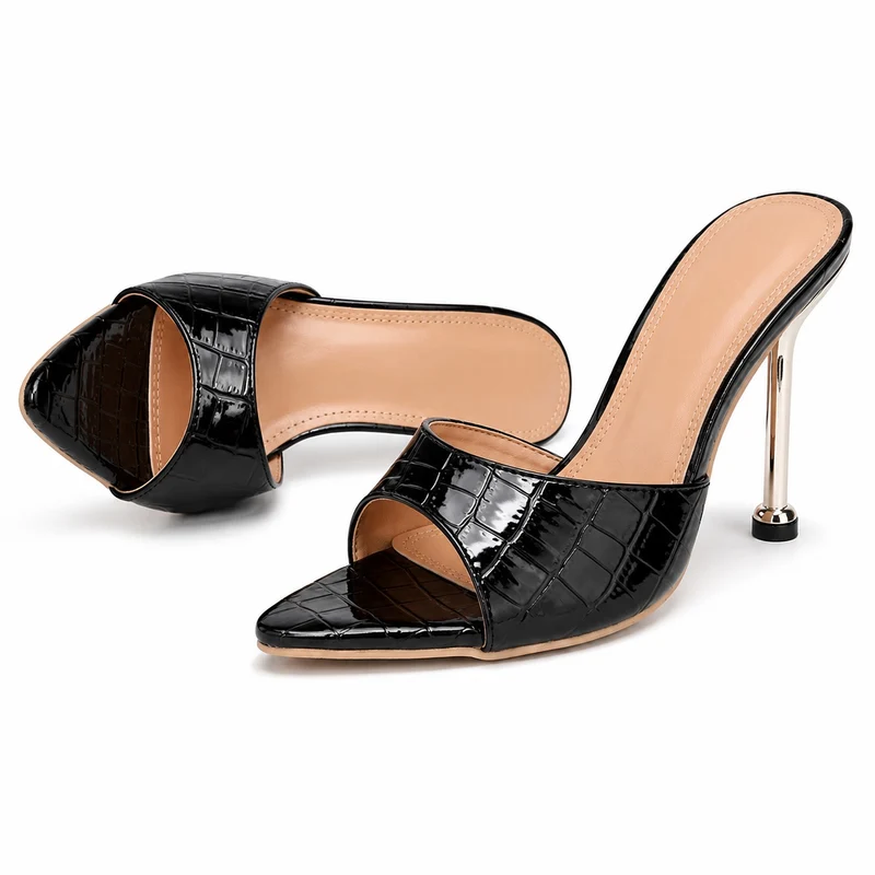 Chic Crocodile Heeled Sandals