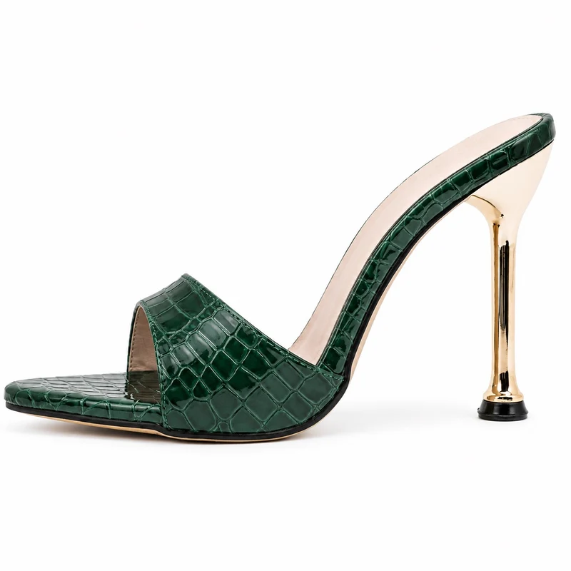 Chic Crocodile Heeled Sandals