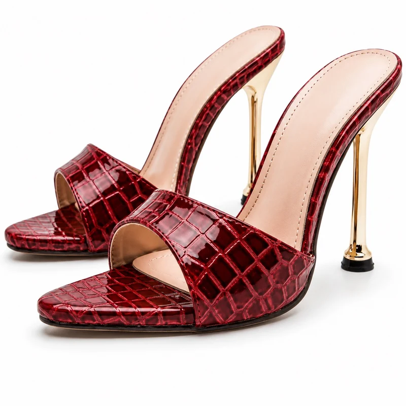 Chic Crocodile Heeled Sandals