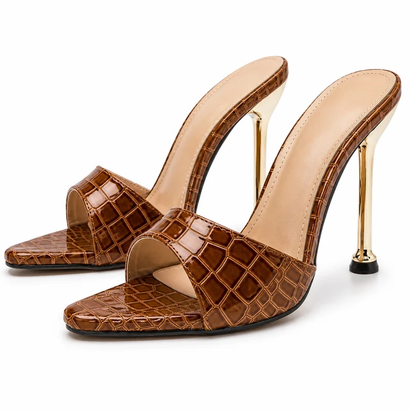 Chic Crocodile Heeled Sandals