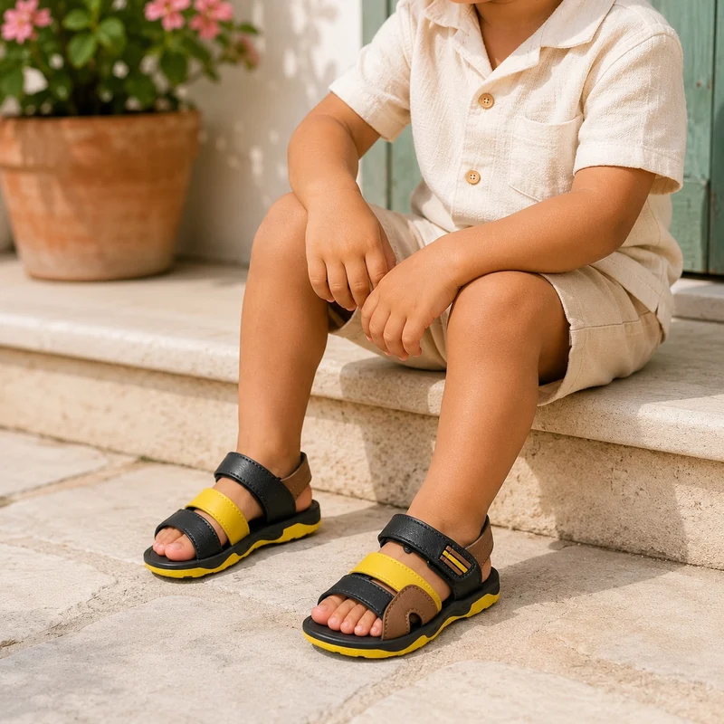 Boy's Summer Leather Sandal with Velcro