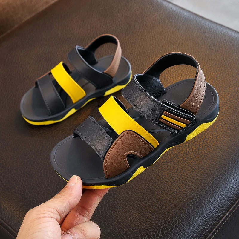 Boy's Summer Leather Sandal with Velcro
