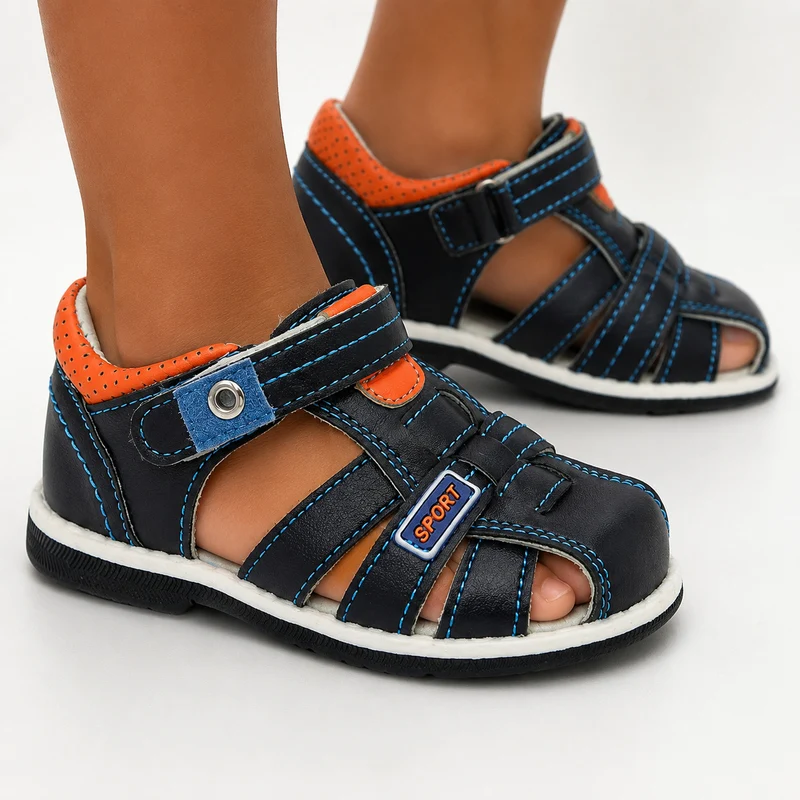 Boys Flat Faux Leather Sandal
