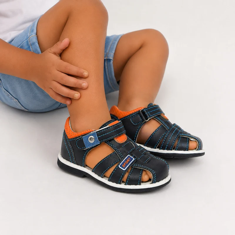 Boys Flat Faux Leather Sandal