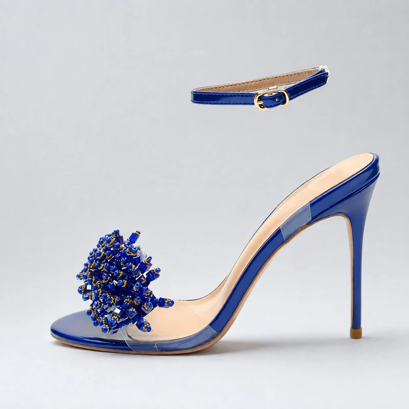 Navy Blue Open Sandal with Buckle Strap