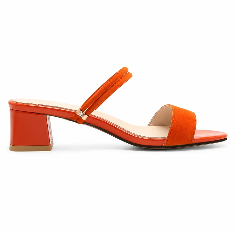 Orange Sandal with Heel and Straps