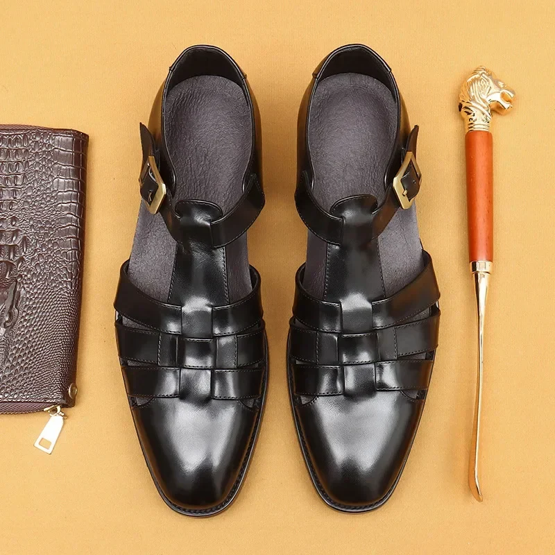 Men's Luxury Leather Heeled Sandal