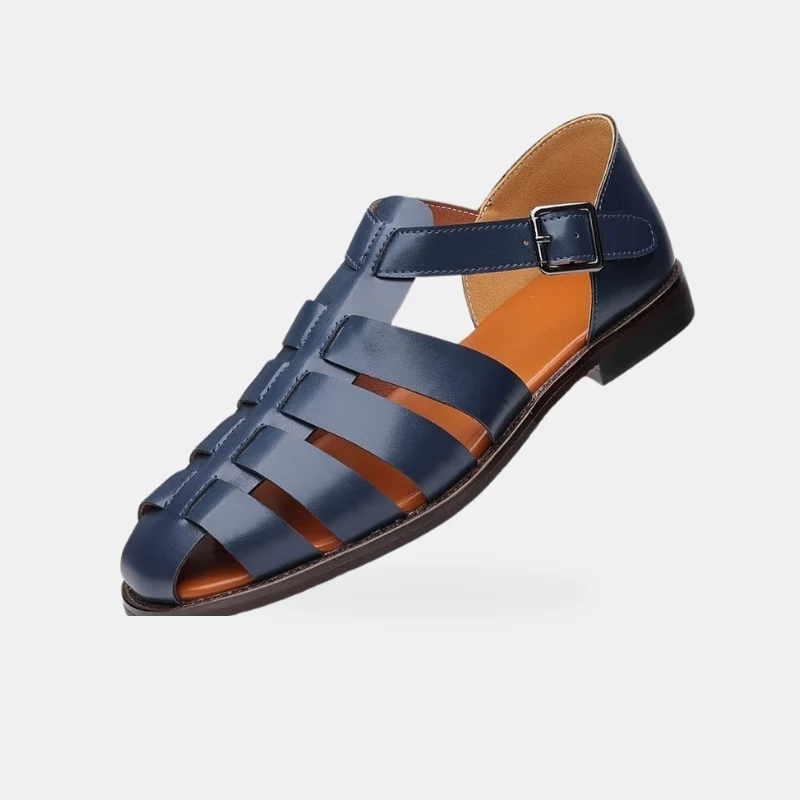Men's Blue Low Heel Sandals with Straps
