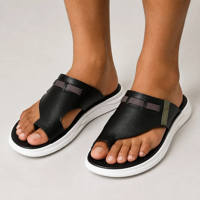 Black and White Men's Casual Style Sandal