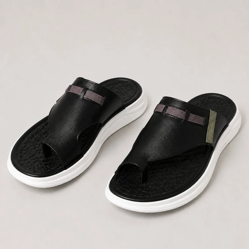 Black and White Men's Casual Style Sandal