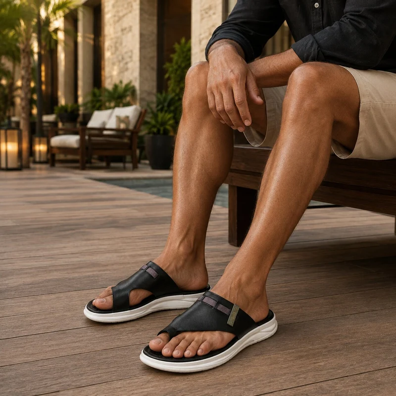 Black and White Men's Casual Style Sandal