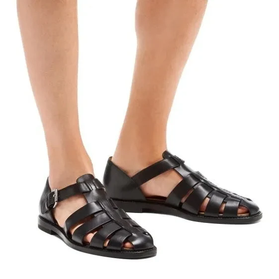 Men's Sandal with Small Heel and Buckle