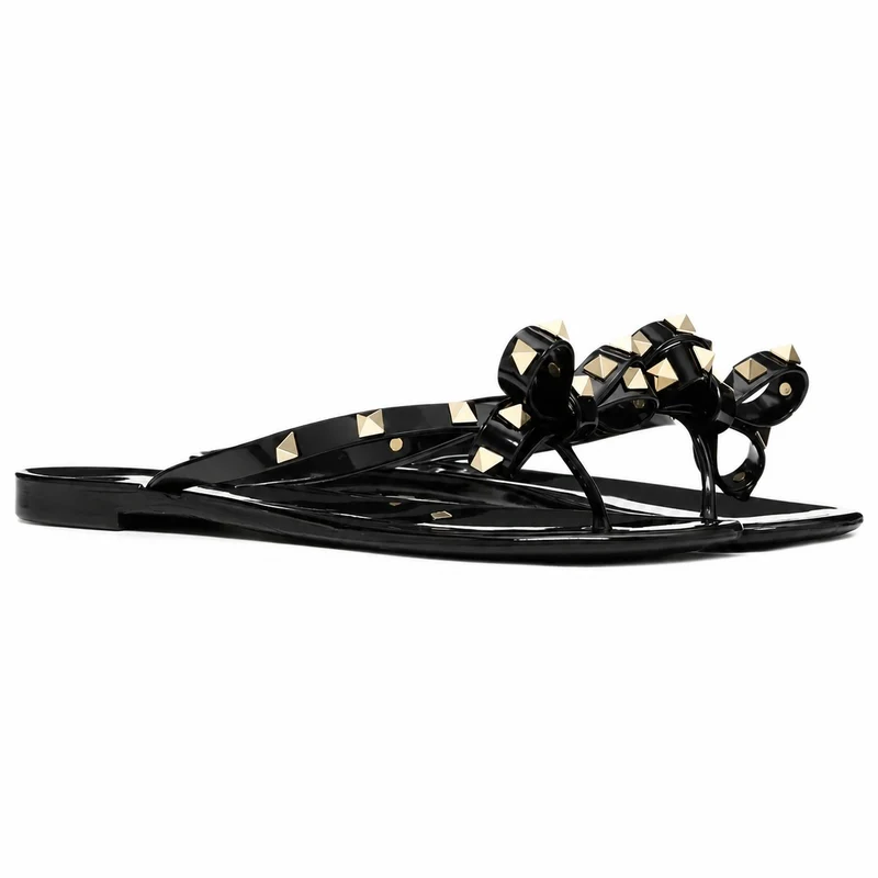Women's Studded Sandal with Butterfly Knot Straps