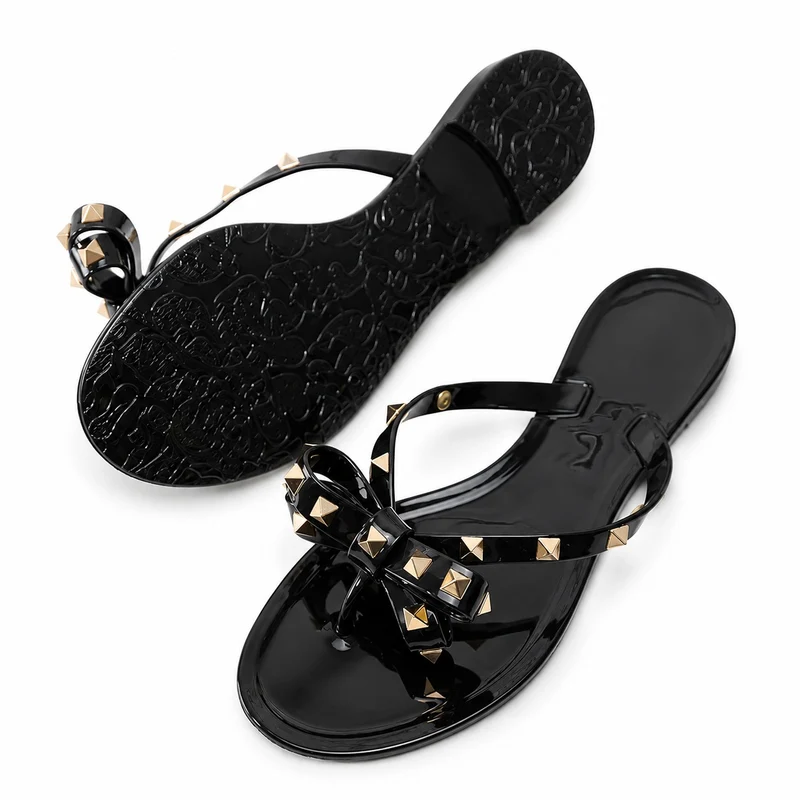 Women's Studded Sandal with Butterfly Knot Straps