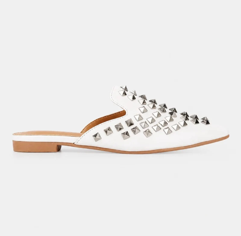 Women's Studded and Pointed Sandal with Mini Heel
