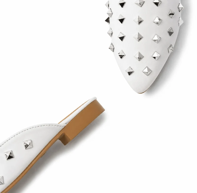 Women's Studded and Pointed Sandal with Mini Heel