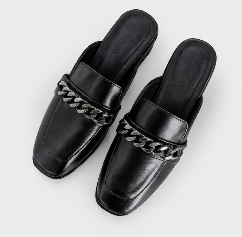 Black Women's Square Toe Heel Sandal