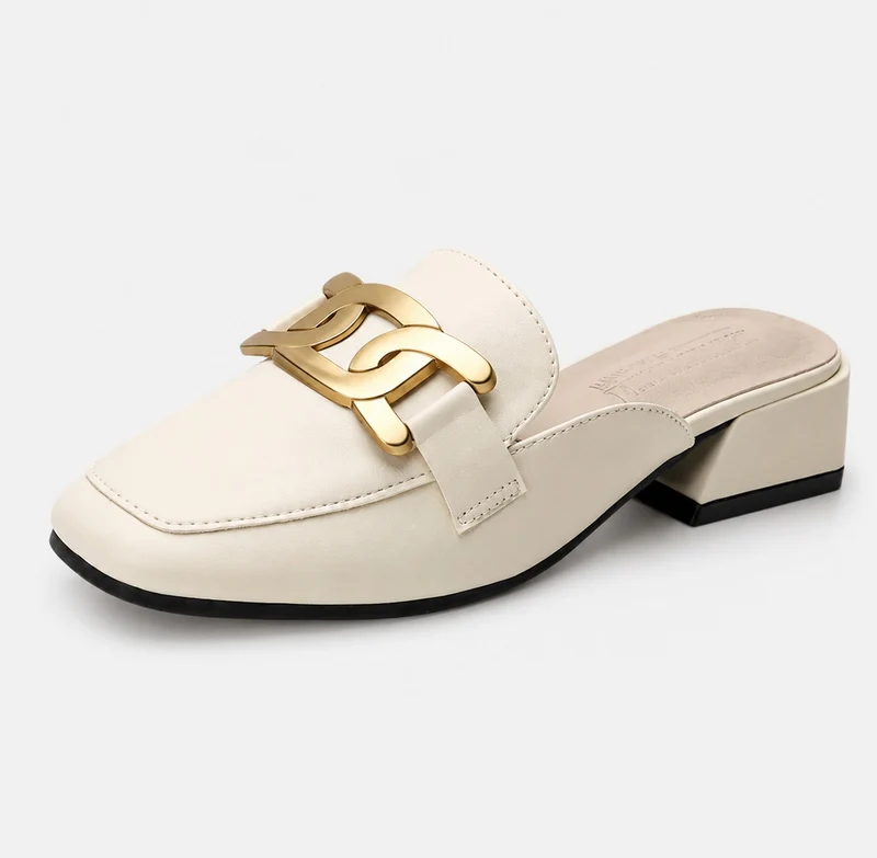Beige and Luxurious Women's Sandal with Heel