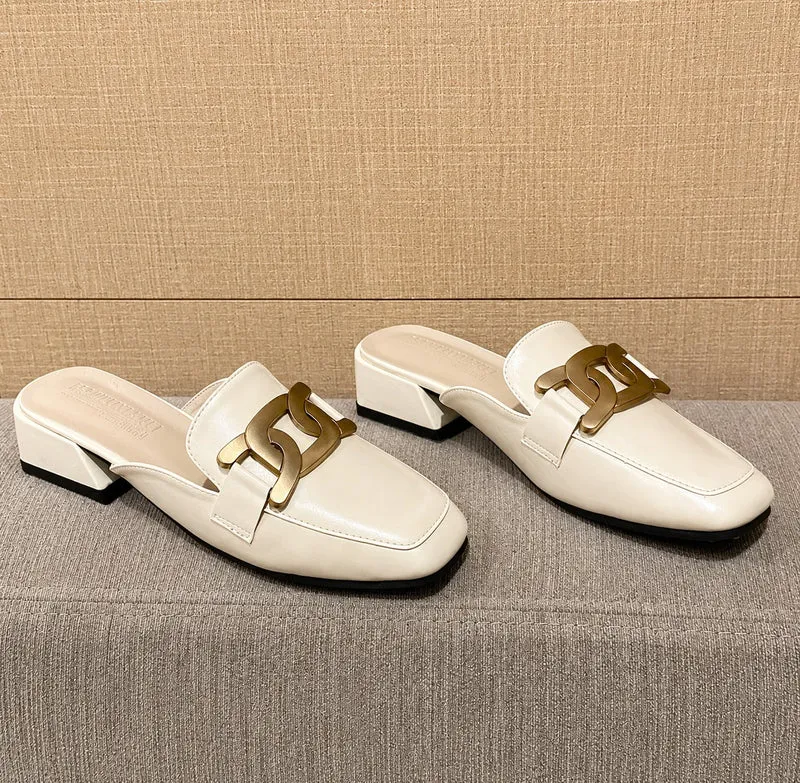 Beige and Luxurious Women's Sandal with Heel