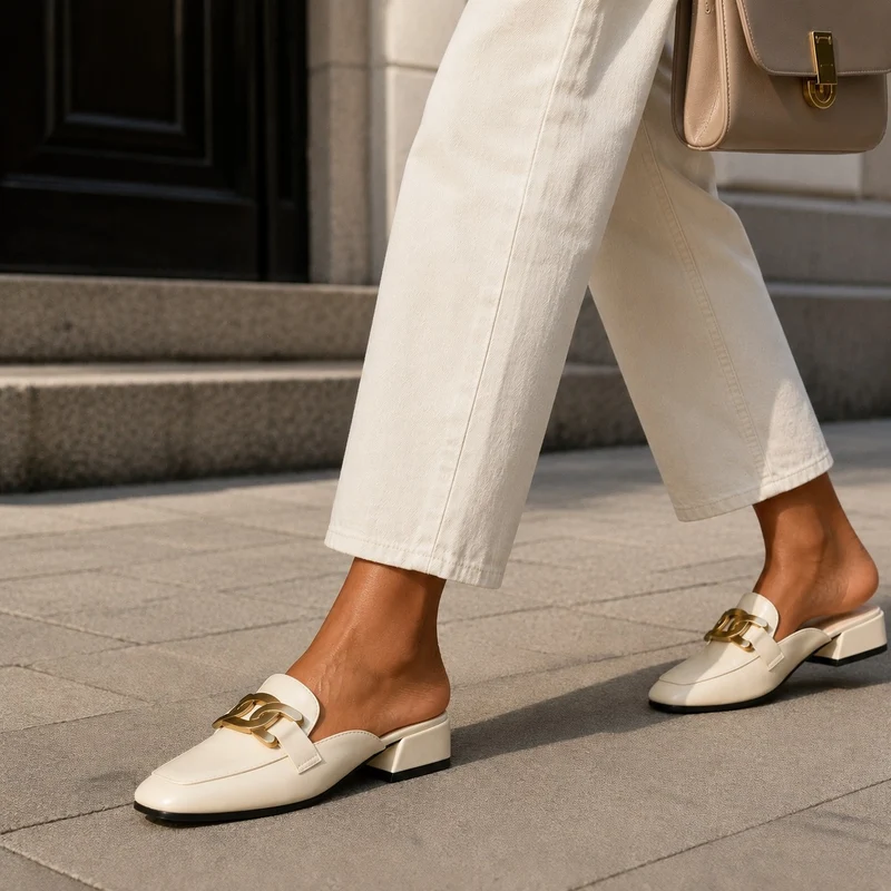 Beige and Luxurious Women's Sandal with Heel