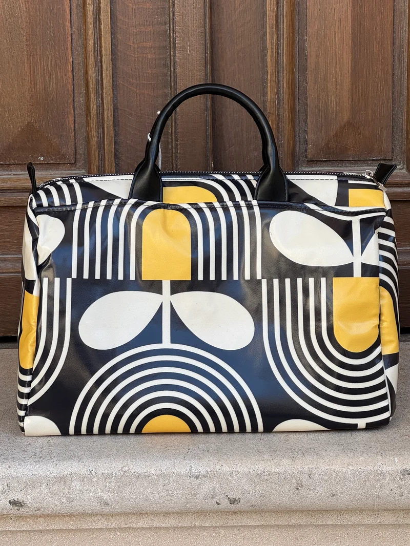 Sac BOWLING enduit n°182 graphique noir, blanc et jaune Hippocampe