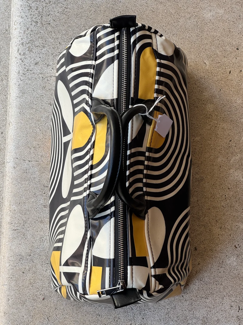 Sac BOWLING enduit n°182 graphique noir, blanc et jaune Hippocampe