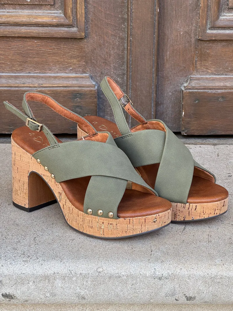 Sandales talons Compensées Olive 2‑28366‑46 722 Marco Tozzi