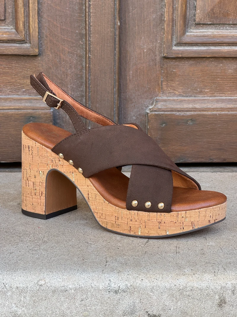 Sandales talons compensées mocca 2‑28366‑46 304 Marco Tozzi
