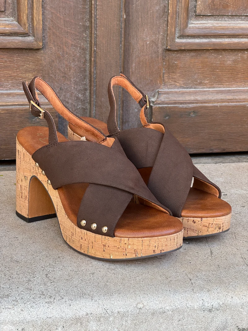 Sandales talons compensées mocca 2‑28366‑46 304 Marco Tozzi