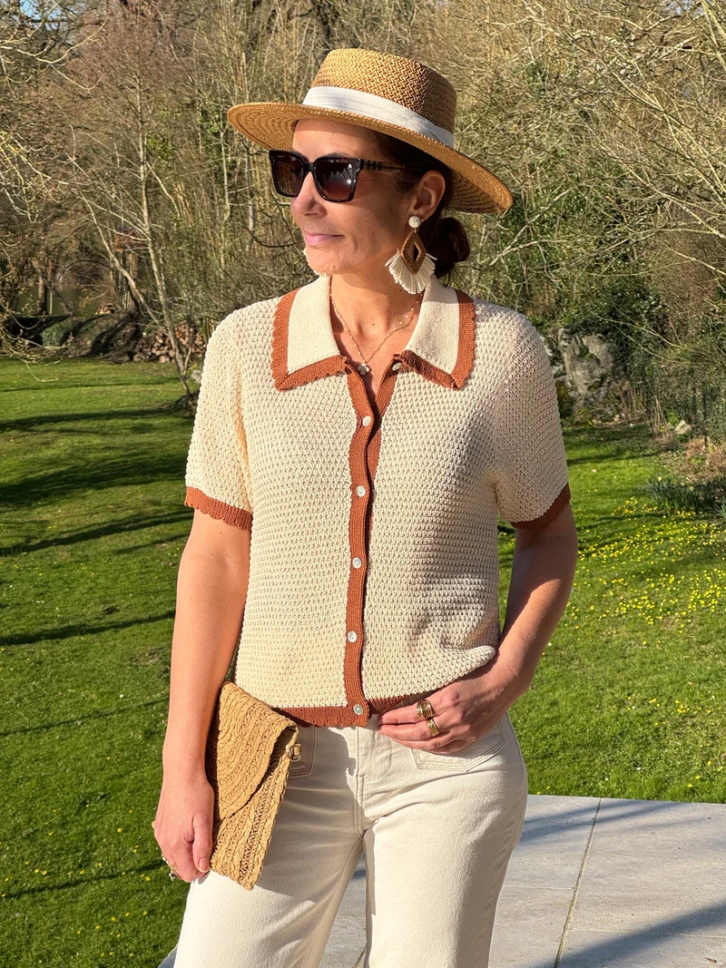 Polo crochet beige camel ALOIS