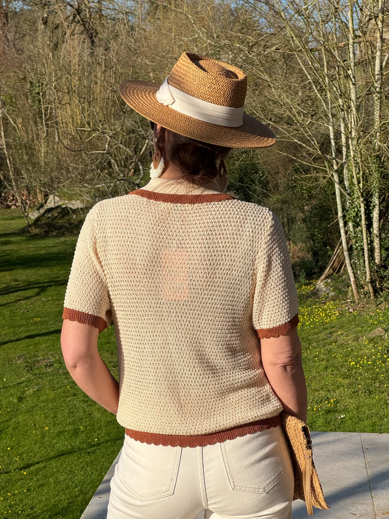 Polo crochet beige camel ALOIS
